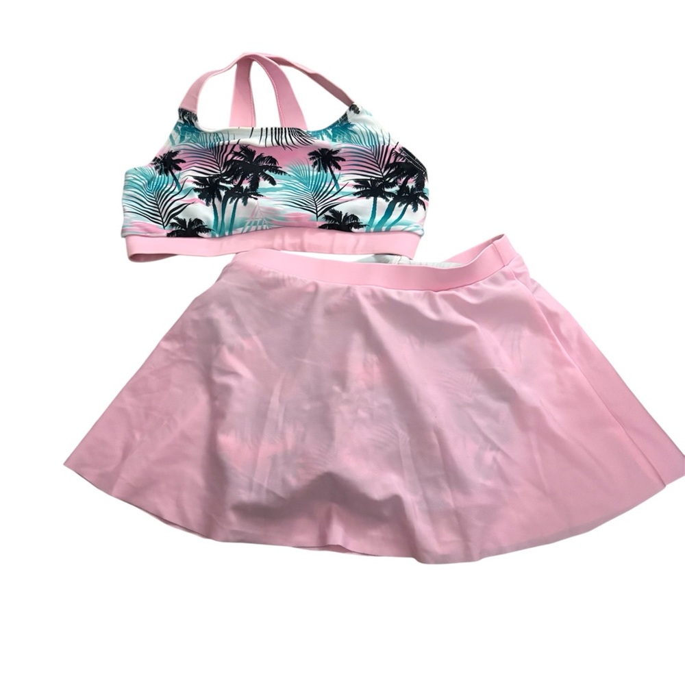 Tropical Palm Kids Swim Set - Pink 7T NWOT